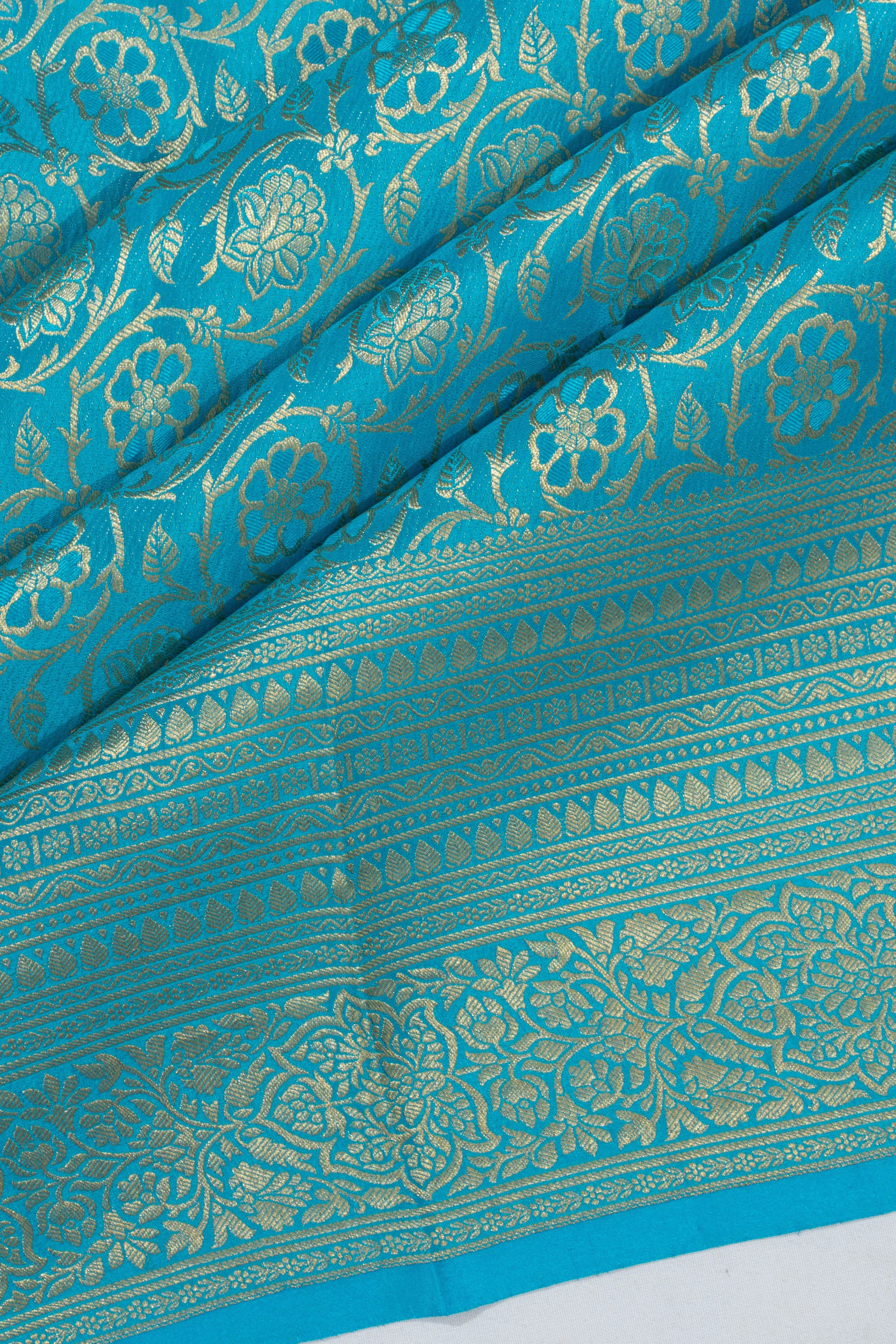 Mysore Silk Brocade Sky Blue Saree