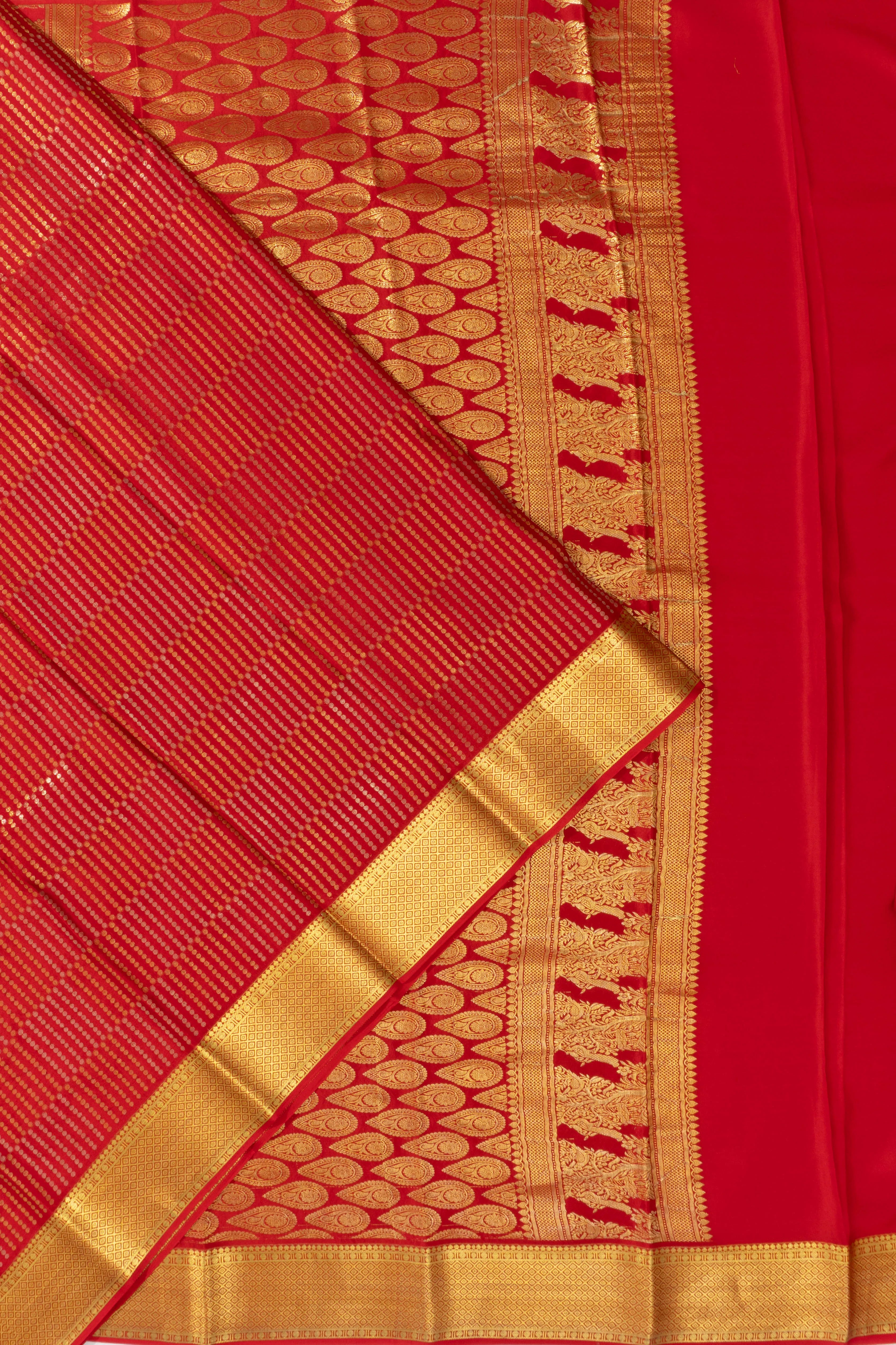 Mysore Silk Brocade Red Saree