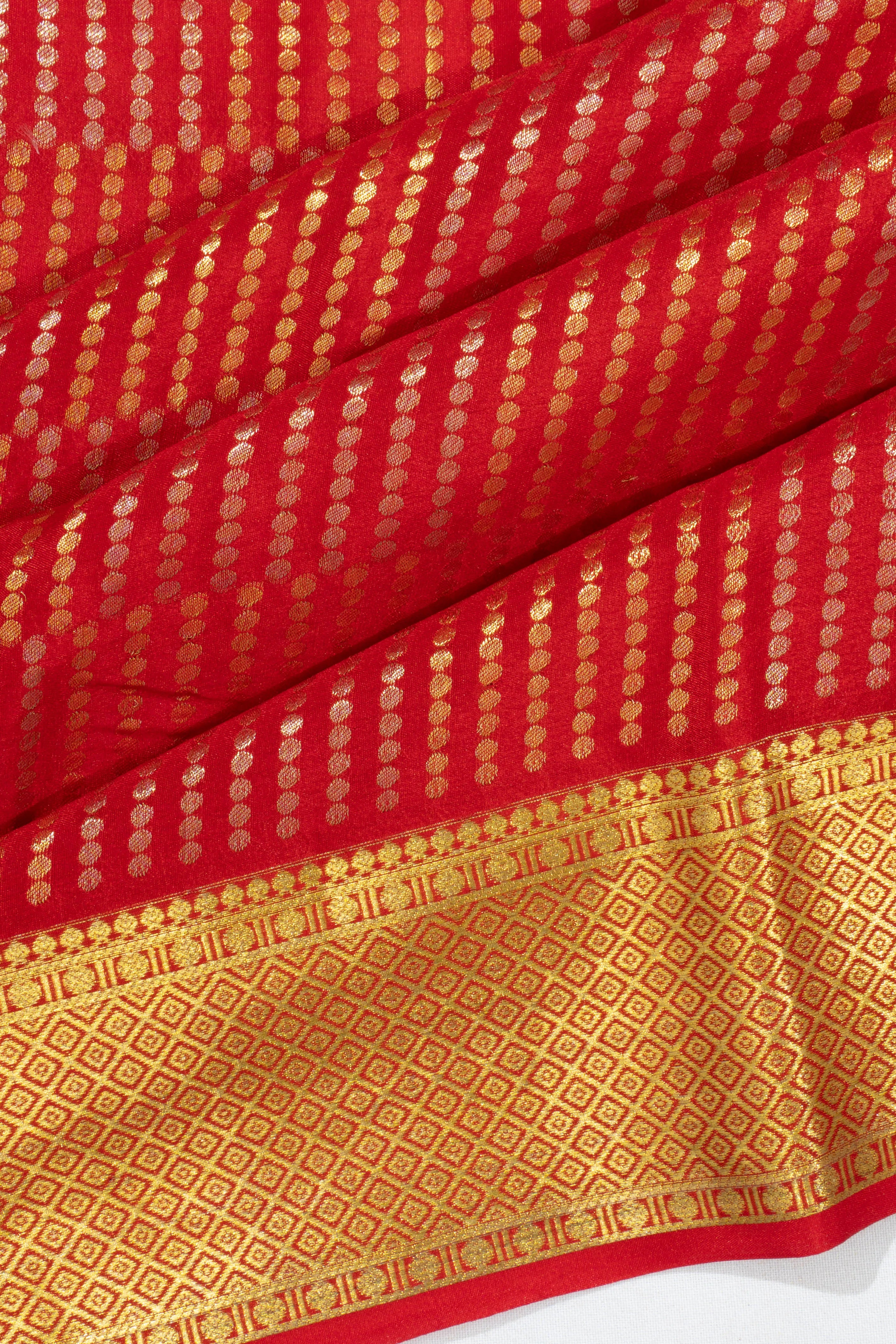 Mysore Silk Brocade Red Saree