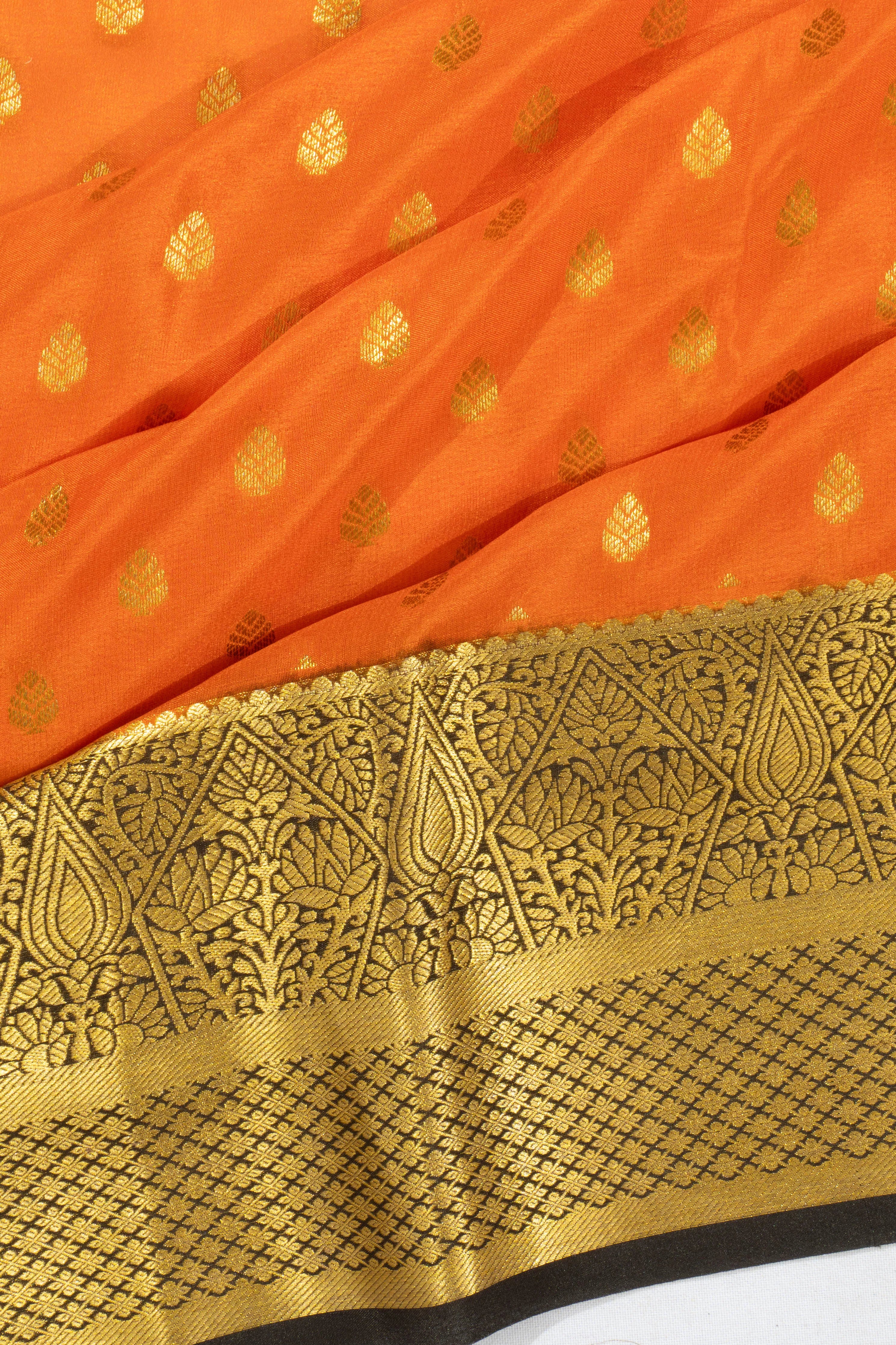 Mysore Silk Butta Orange Saree