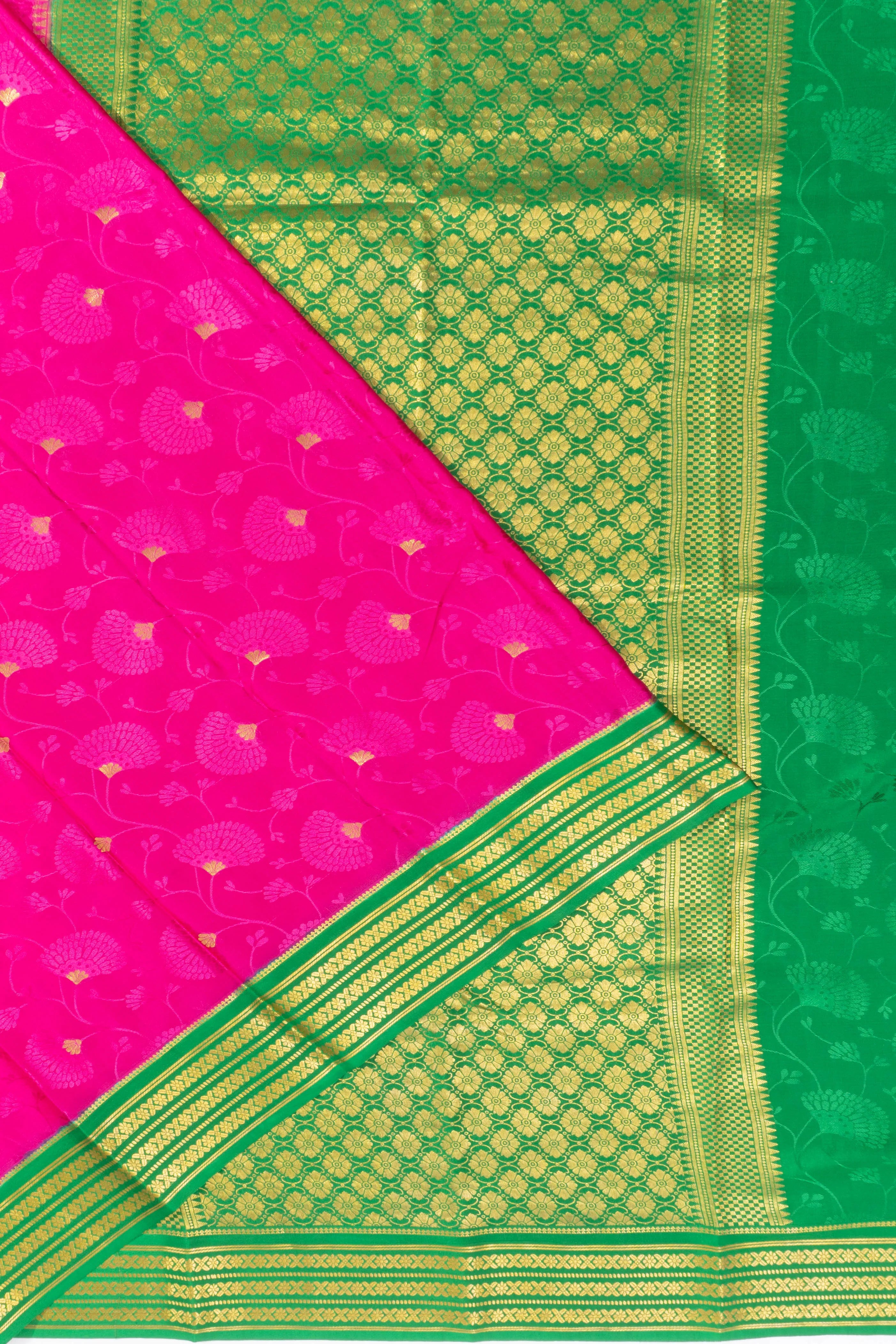 Mysore Silk Jacquard And Butta Rani Pink Saree