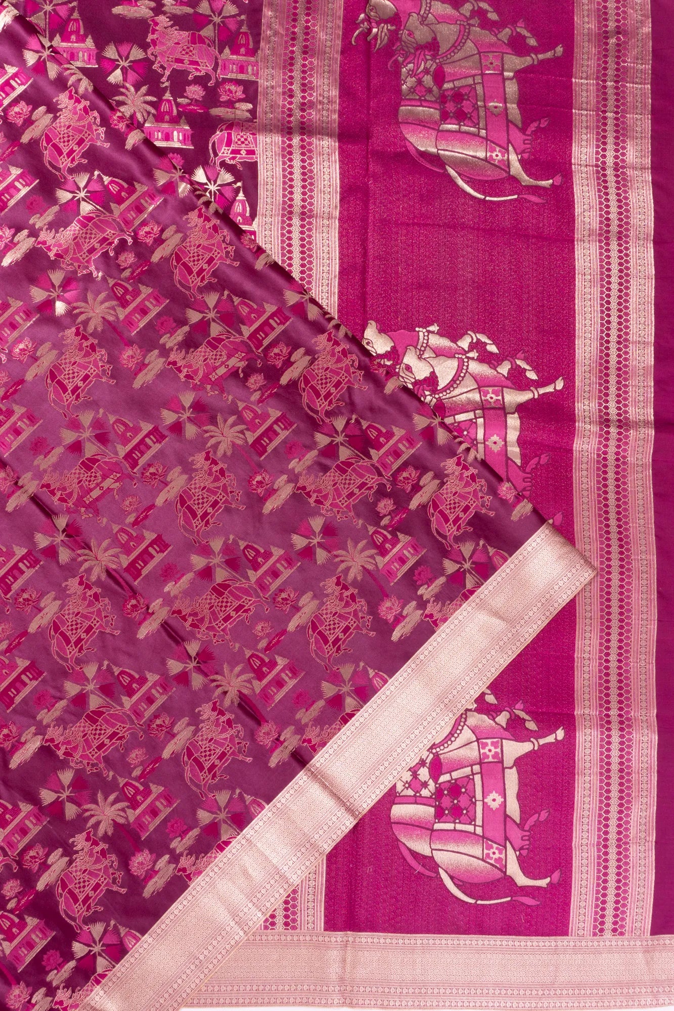 Banarasi Satin Pichwai Tanchoi Weave Purple Saree