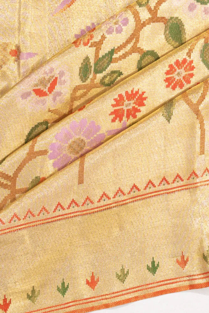 Kanchipuram Silk Tissue Brocade Gold Saree