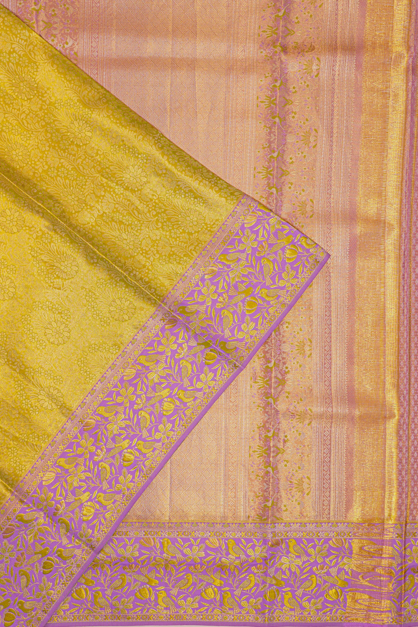 Taranga Kanchi Silk Tissue Brocade Green Saree