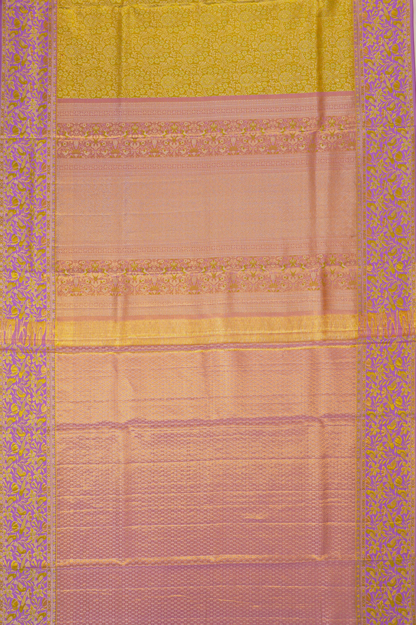 Taranga Kanchi Silk Tissue Brocade Green Saree