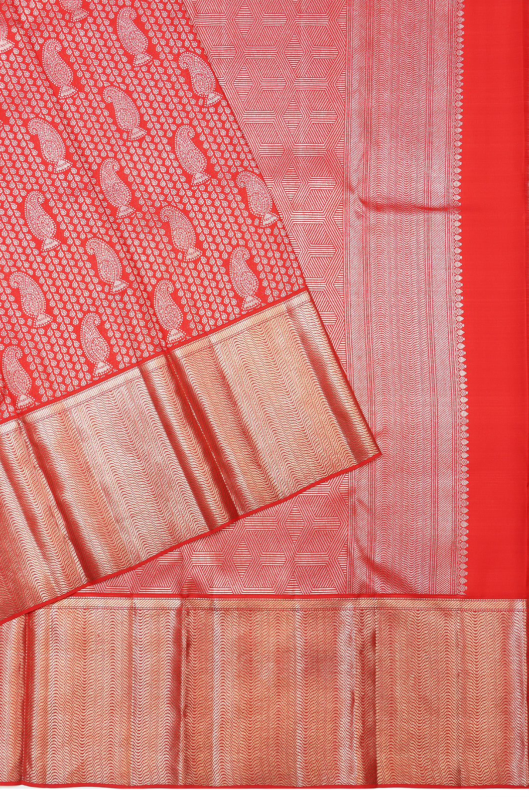 Taranga Kanchi Silk Brocade Red Saree