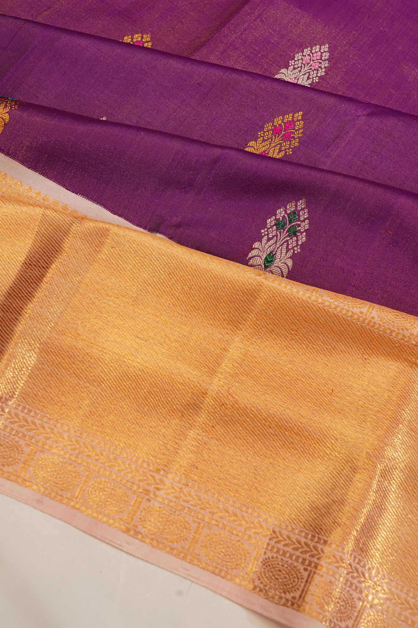 Kanchipuram Silk Tissue Butta Purple Saree