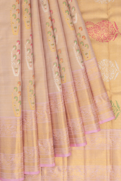 Kanchipuram Silk Tissue Meenakari Butta Baby Pink Saree