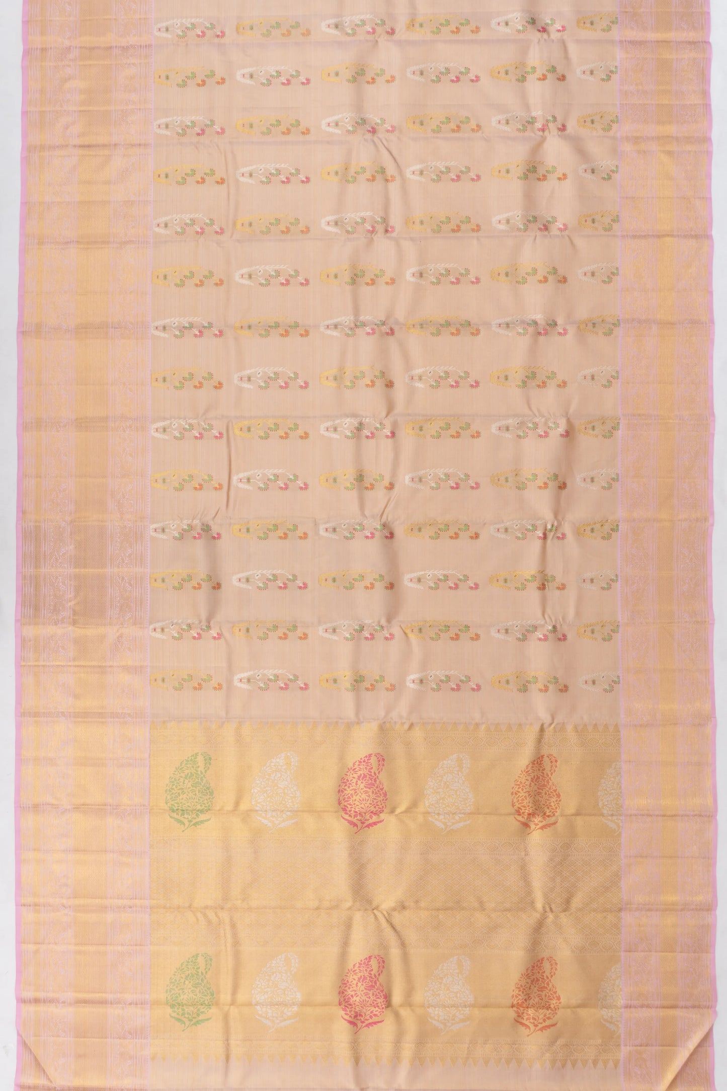 Kanchipuram Silk Tissue Meenakari Butta Baby Pink Saree
