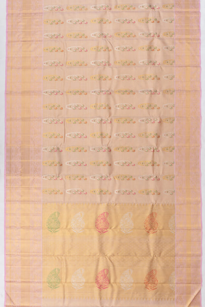 Kanchipuram Silk Tissue Meenakari Butta Baby Pink Saree