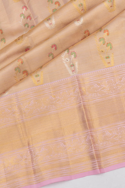 Kanchipuram Silk Tissue Meenakari Butta Baby Pink Saree