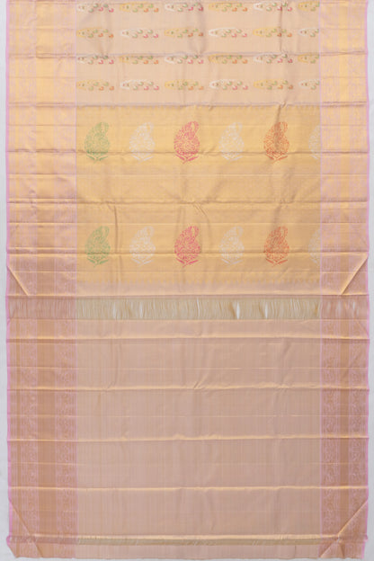 Kanchipuram Silk Tissue Meenakari Butta Baby Pink Saree
