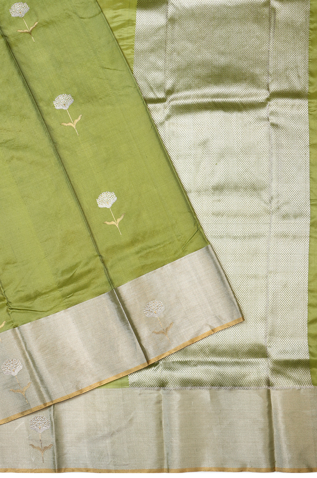 Chanderi Silk Butta Green Saree