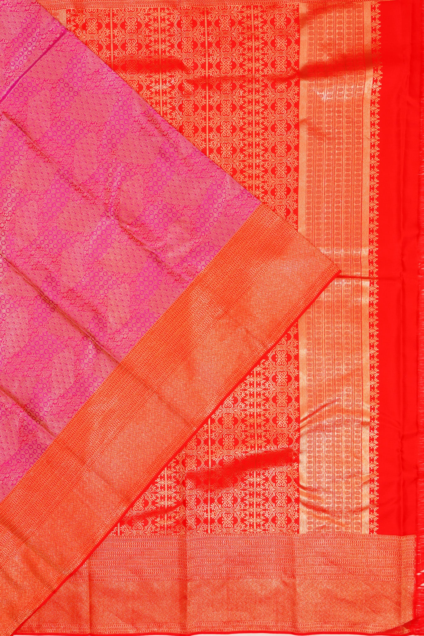 Taranga Kanchi Silk Brocade Rani Pink Saree