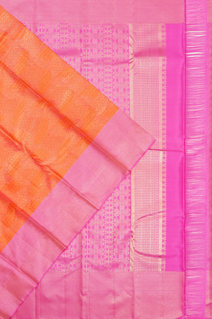 Taranga Kanchi Silk Tissue Brocade Orange Saree