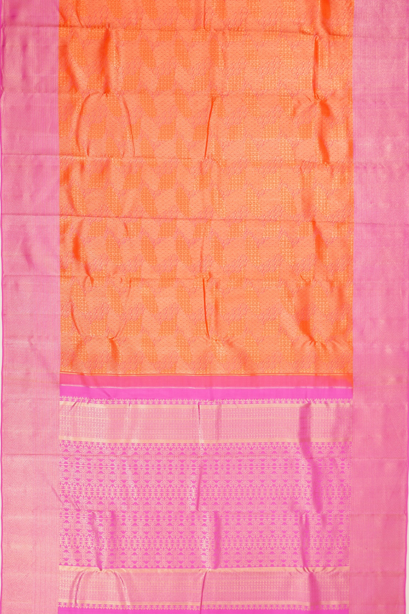 Taranga Kanchi Silk Tissue Brocade Orange Saree