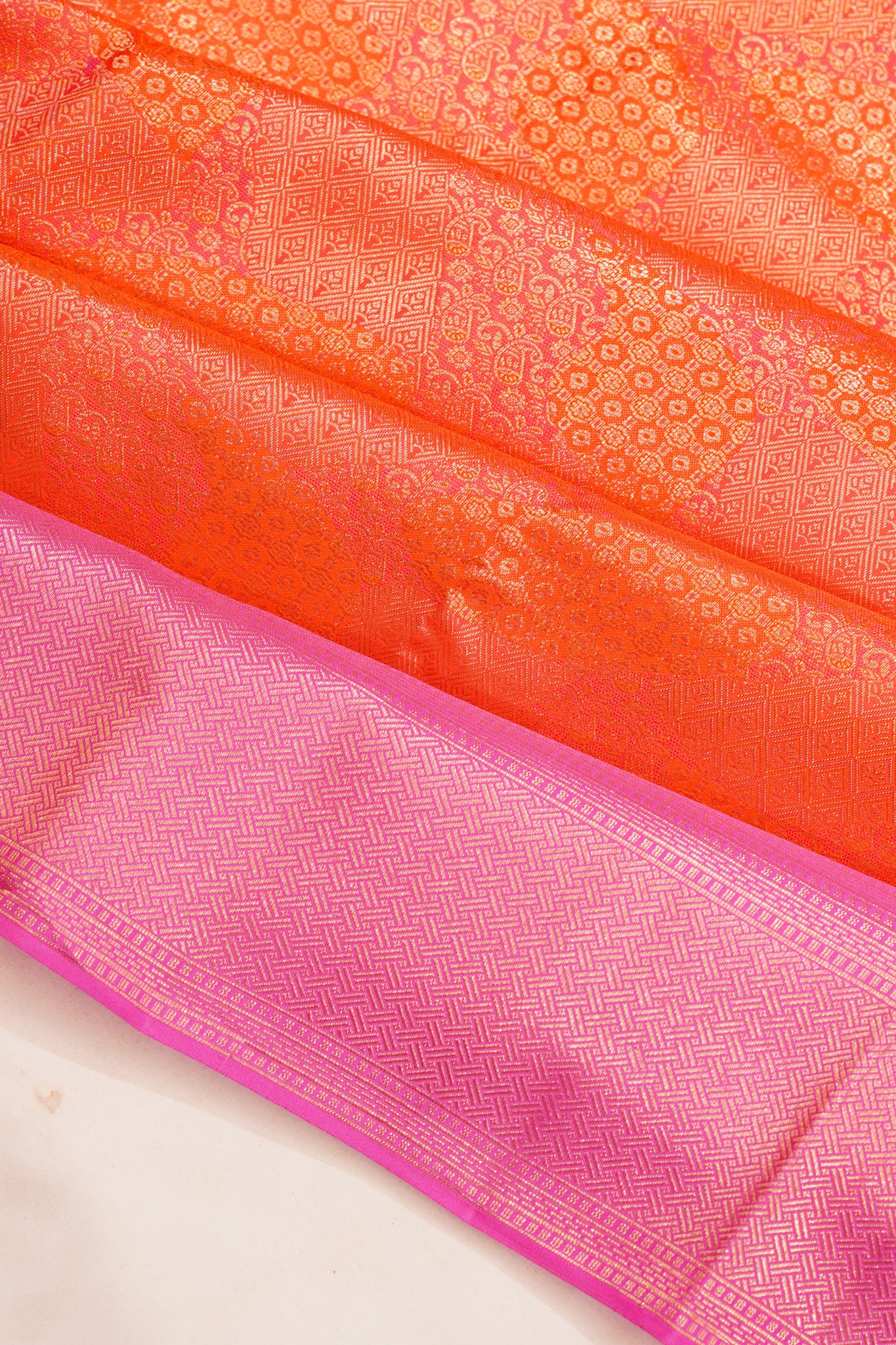 Taranga Kanchi Silk Tissue Brocade Orange Saree