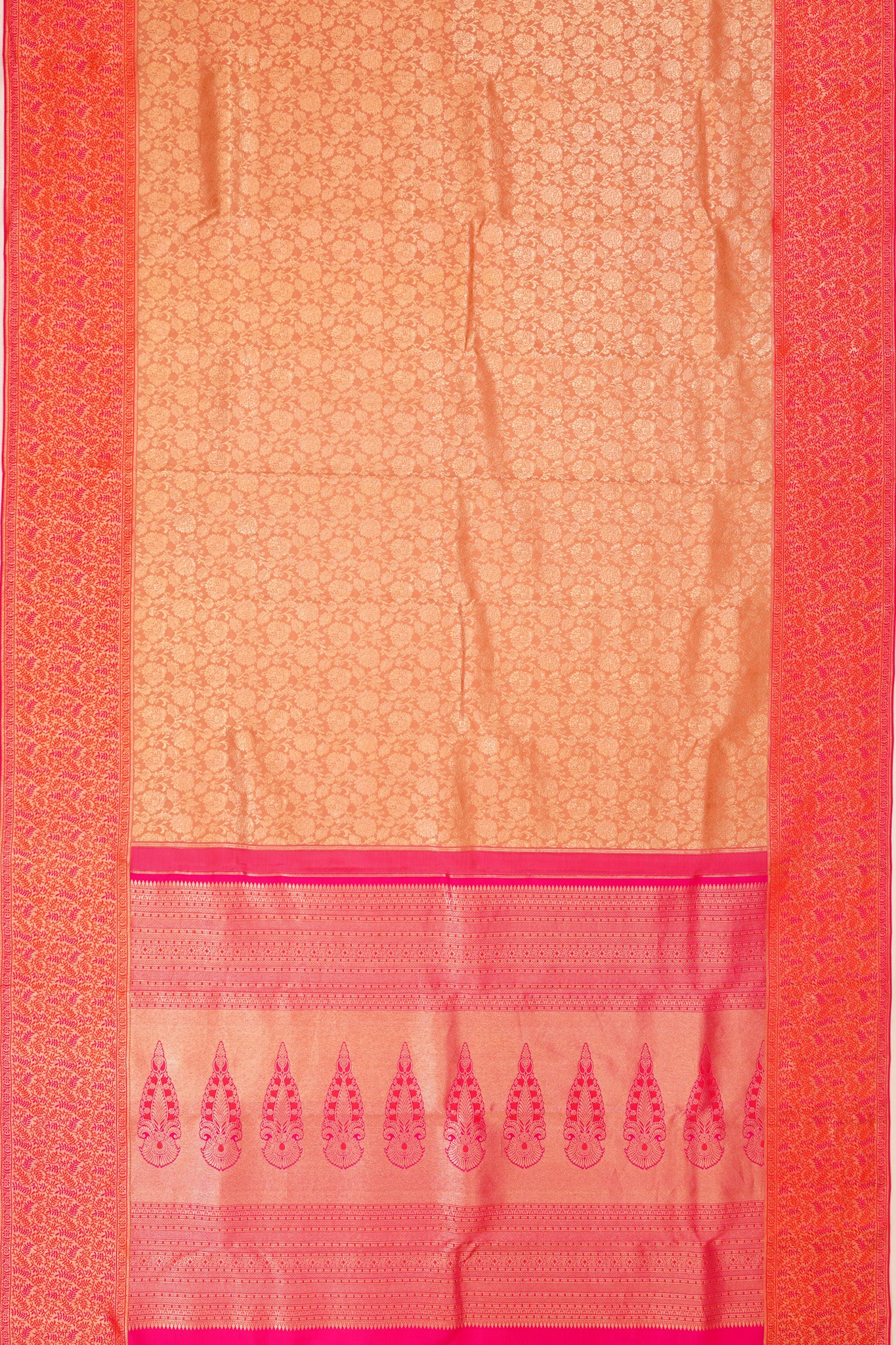 Taranga Kanchi Silk Tissue Brocade Peach Saree