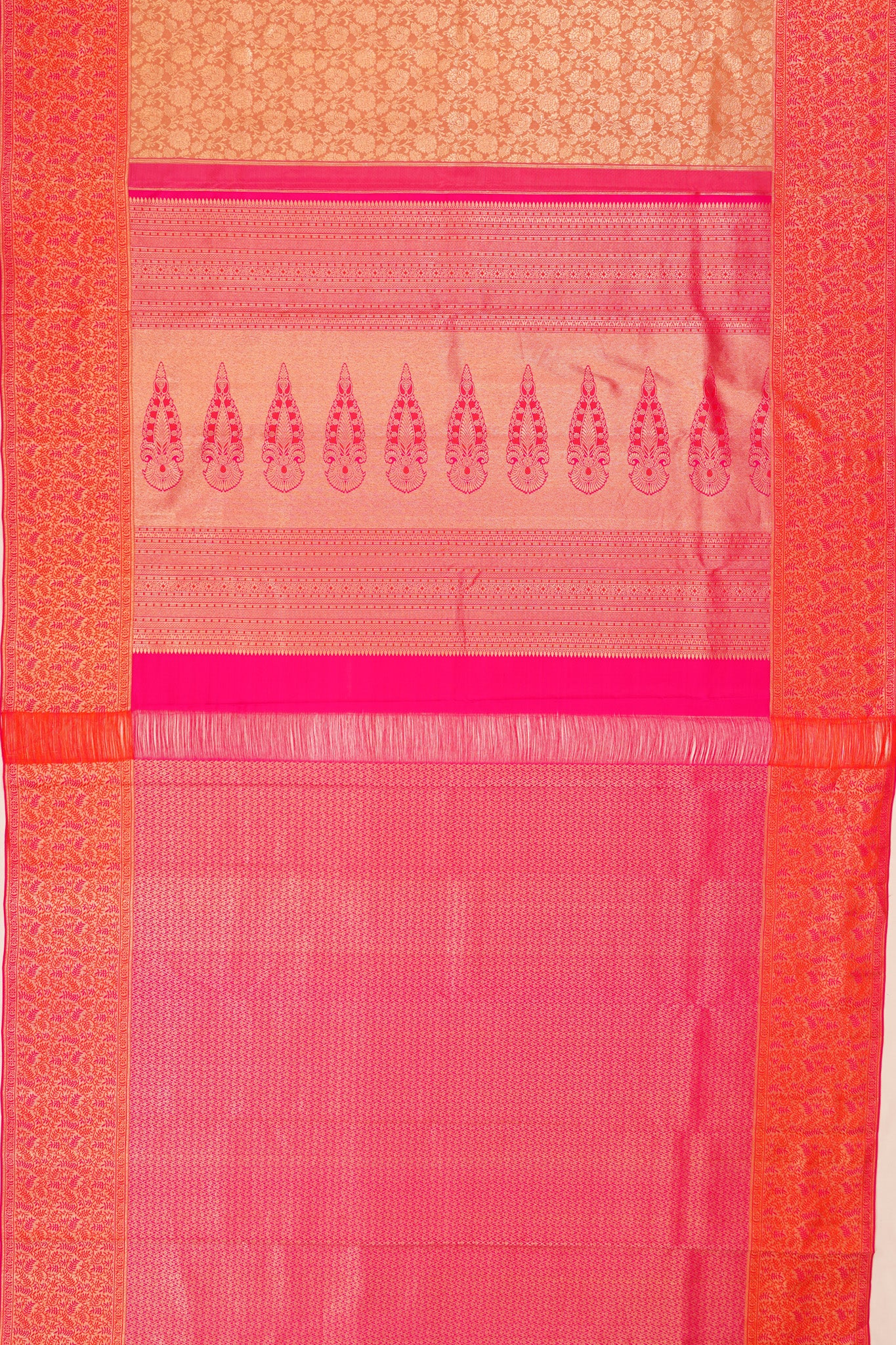 Taranga Kanchi Silk Tissue Brocade Peach Saree
