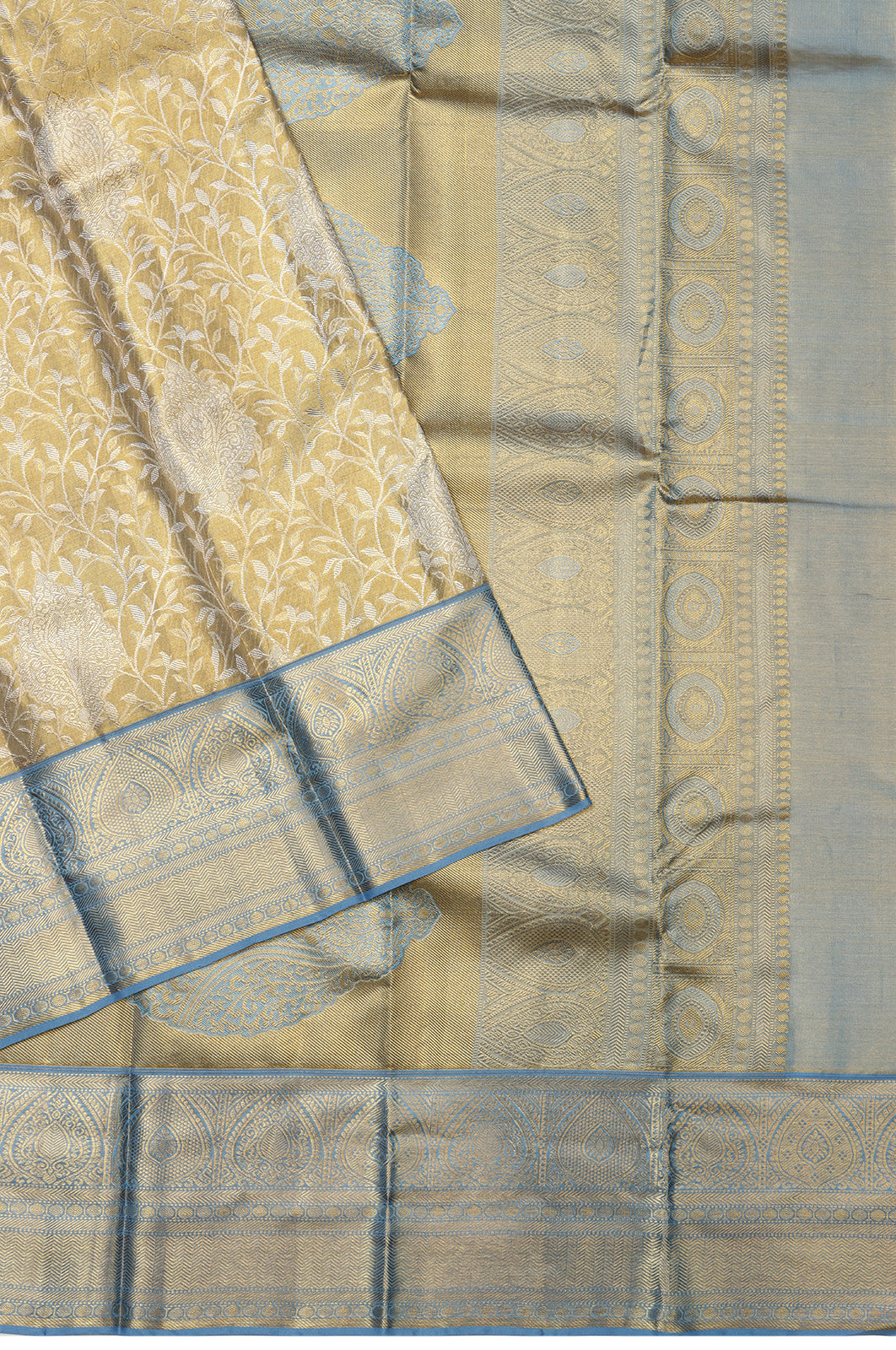 Taranga Kanchi Silk Tissue Brocade Gold Saree