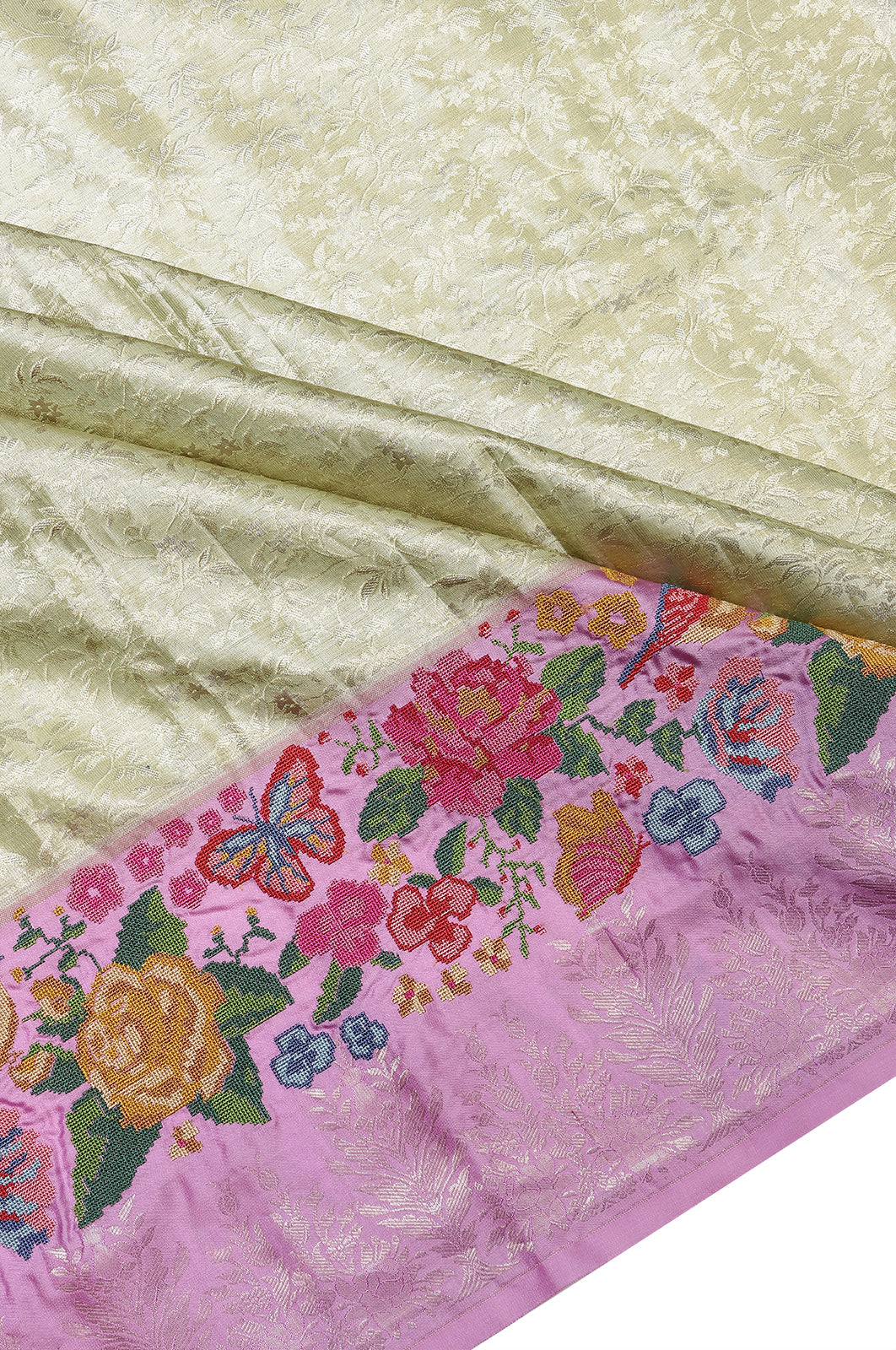 Taranga Kanchi Silk Brocade Green Saree With Embroidery Border