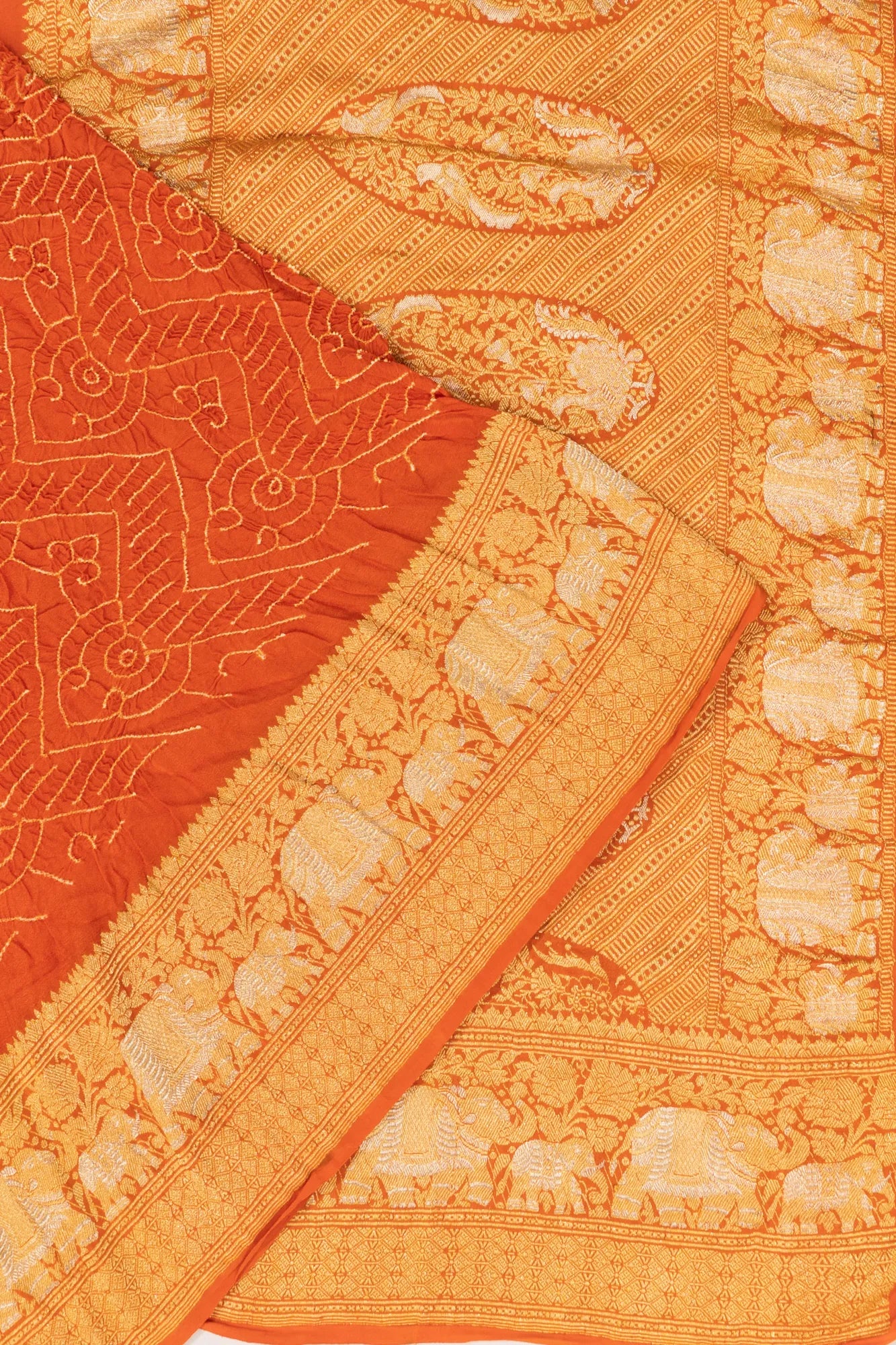 Banarasi Georgette Bandhani Orange Saree