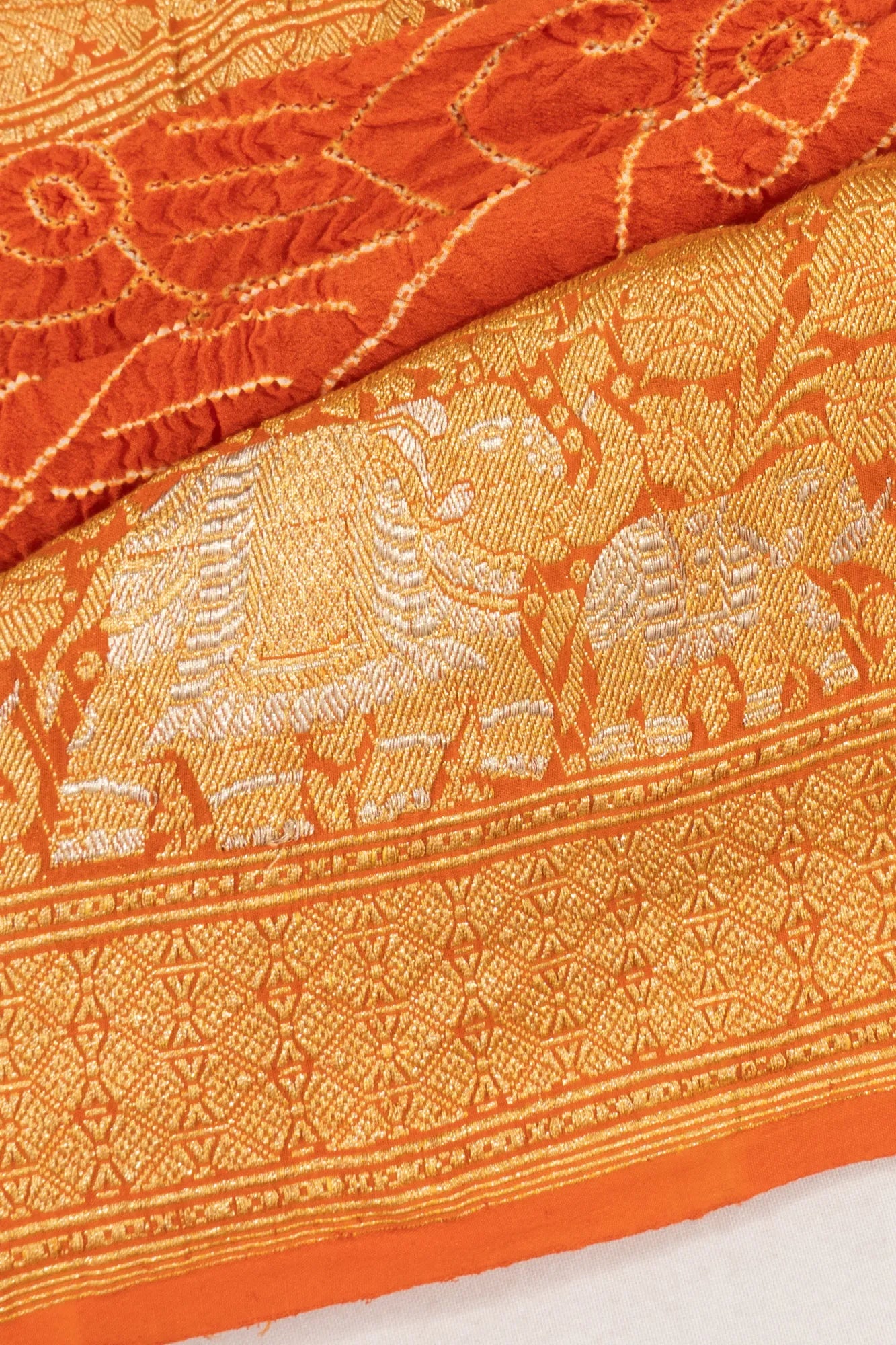 Banarasi Georgette Bandhani Orange Saree