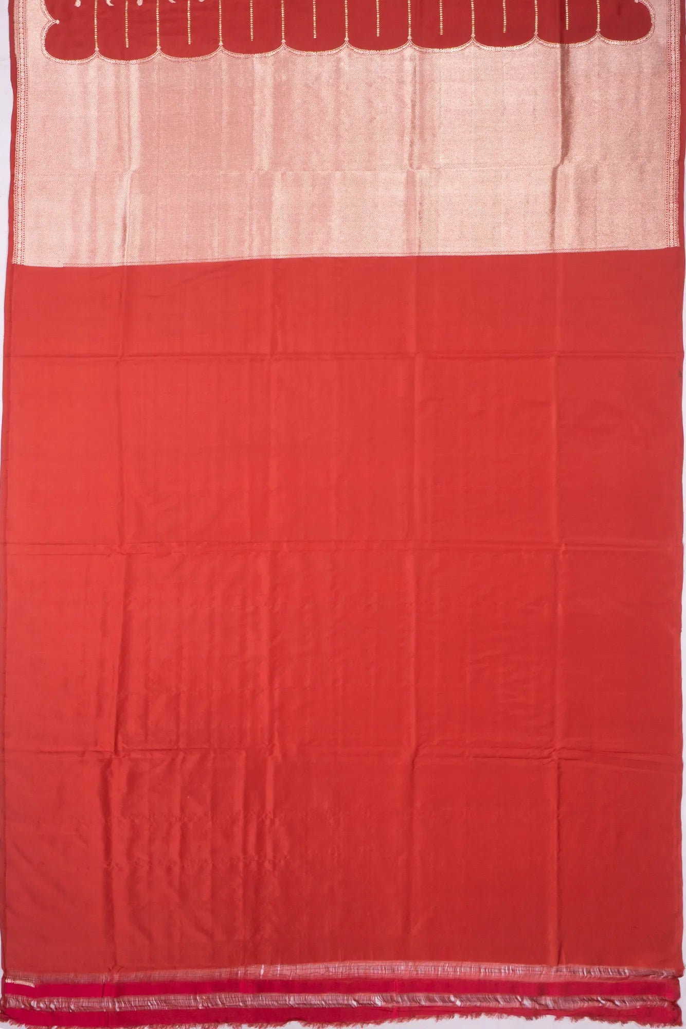 Kankatala Banarasi Silk Horizontal Lines And Butta Red Saree g2