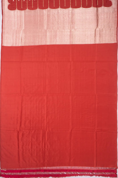 Kankatala Banarasi Silk Horizontal Lines And Butta Red Saree g2