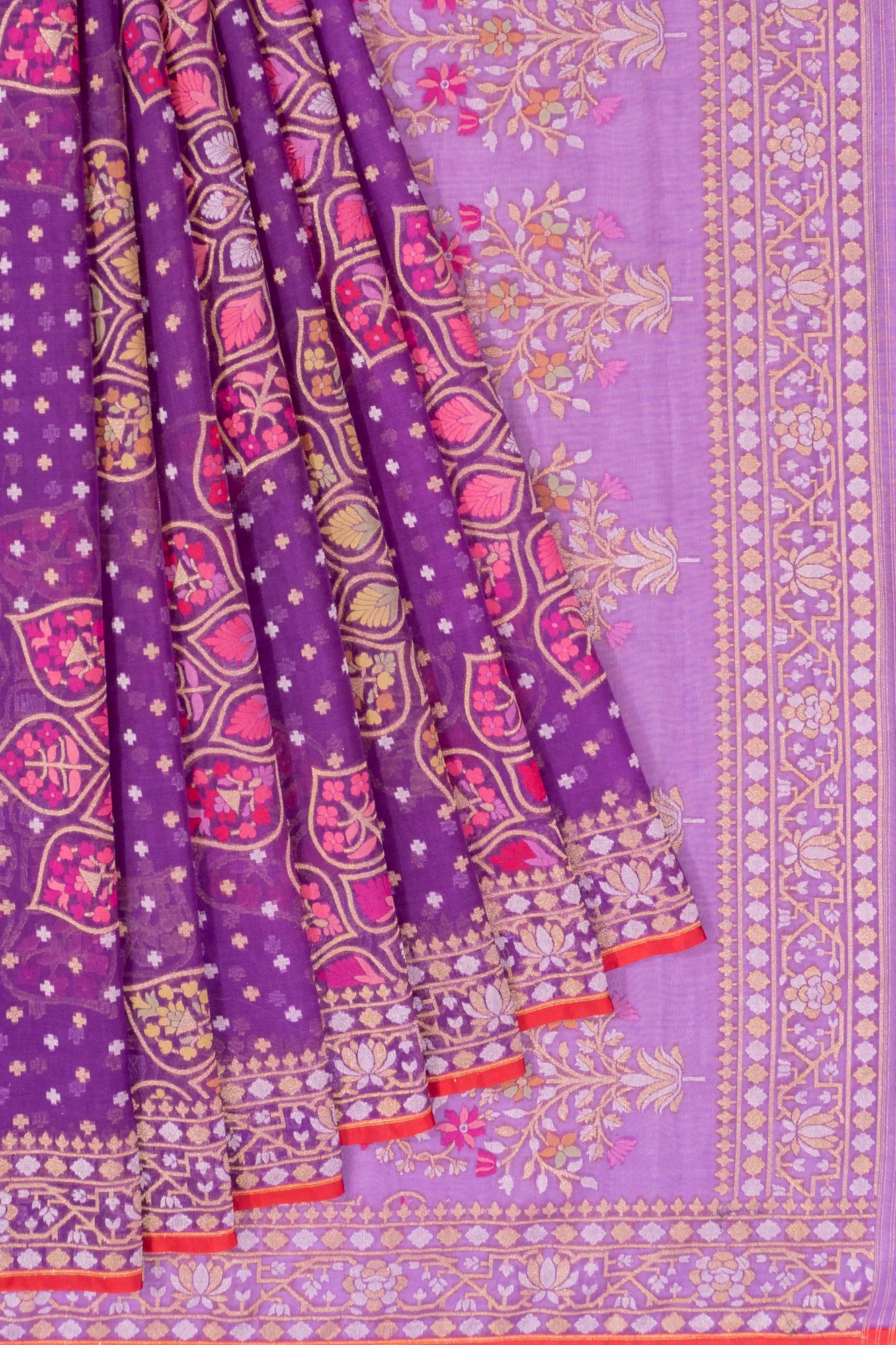 Banarasi Kora Organza Brocade Violet Saree