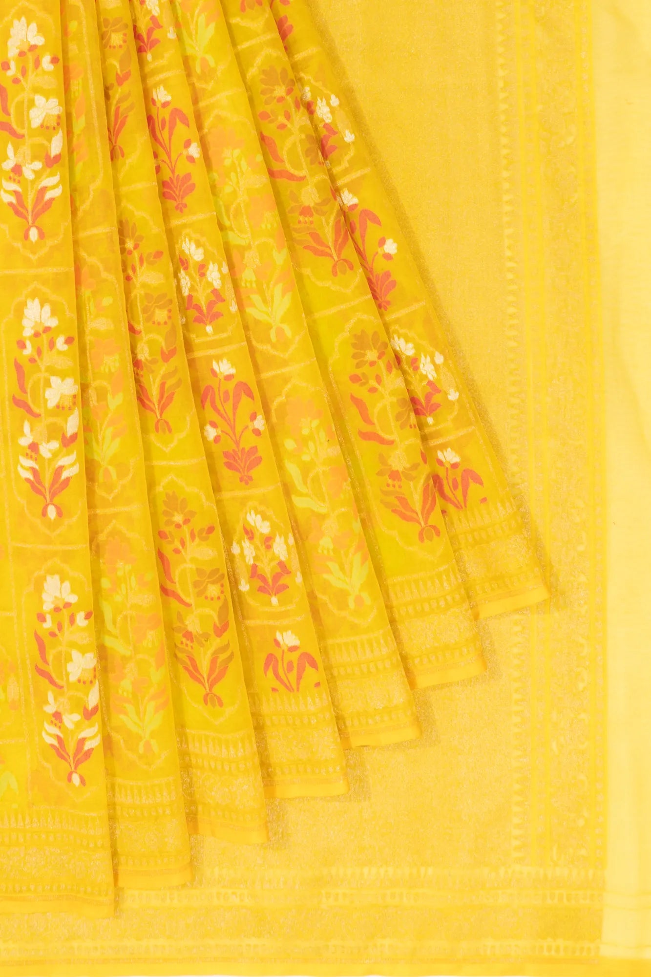 Banarasi Kora Organza Jamdani Inspired Brocade Mehendi Green Saree