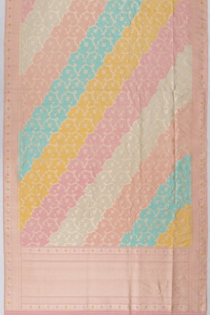 Banarasi Silk Kadwa Jaal Rangkat Peach Saree