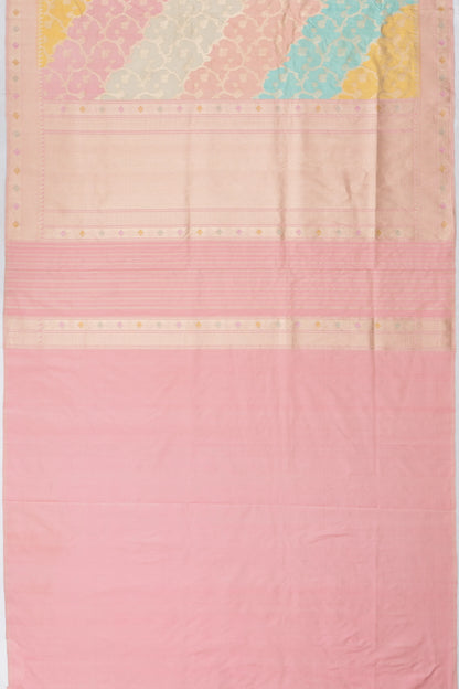 Banarasi Silk Kadwa Jaal Rangkat Peach Saree