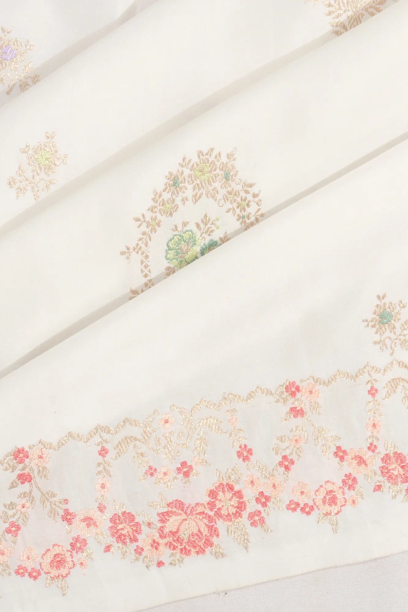 Banarasi Silk Butta White Saree