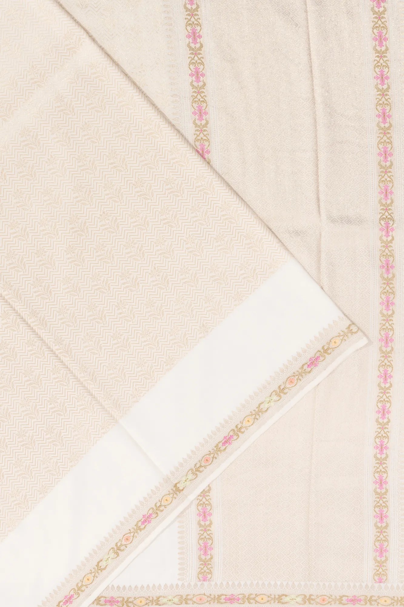 Banarasi Silk Brocade White Saree