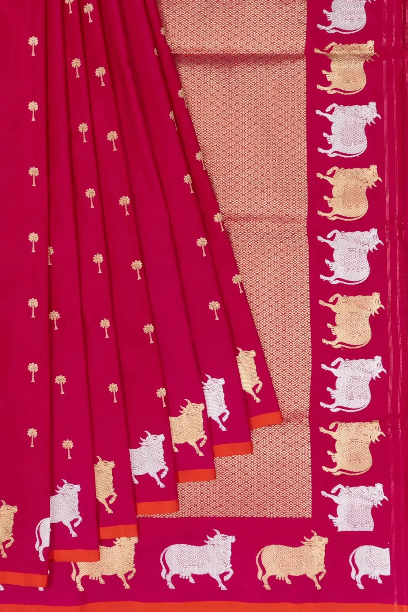 Banarasi Silk Butta Rani Pink Saree With Pichwai Border