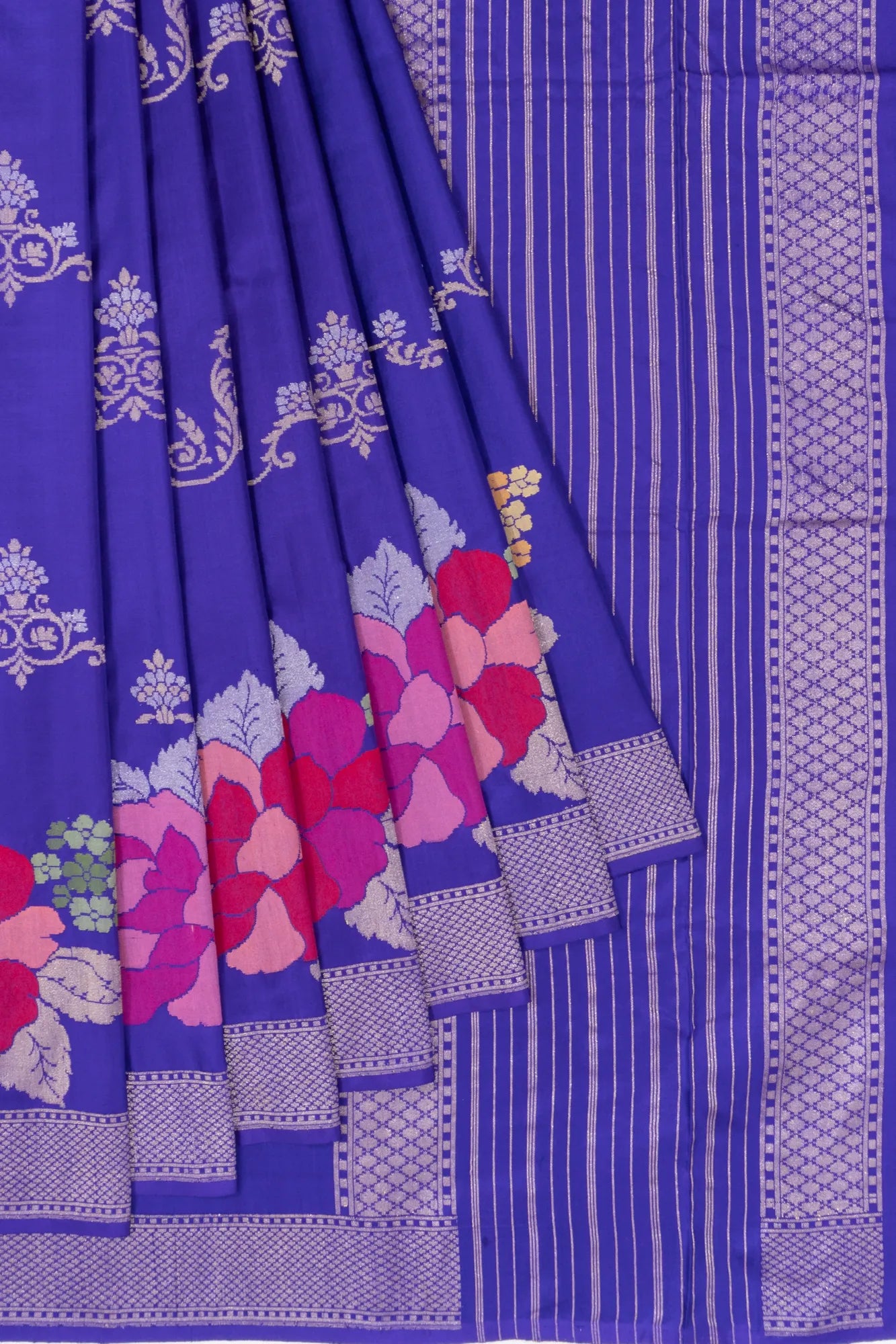 Banarasi Silk Jamdani Royal Blue Saree