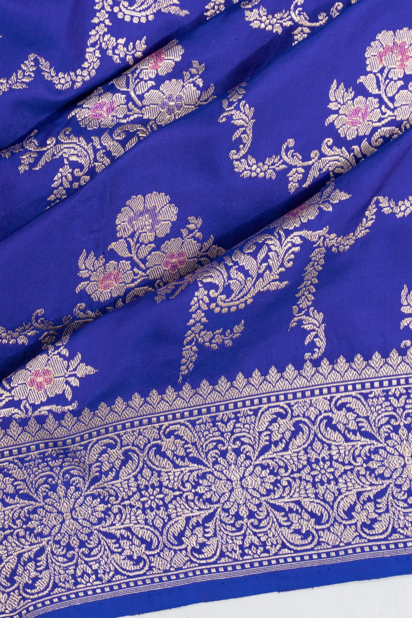Banarasi Silk Kadwa Jaal Royal Blue Saree