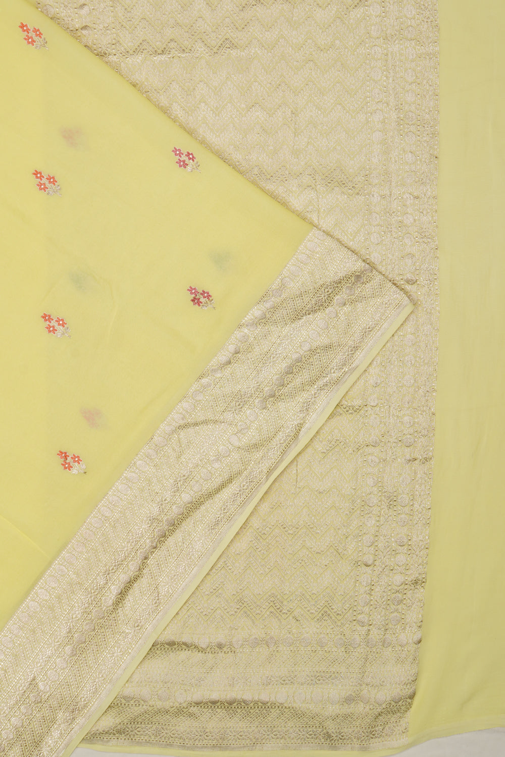 Banarasi Georgette Butta Lemon Yellow Saree