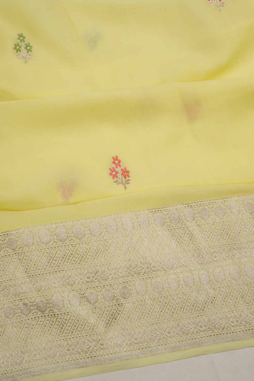 Banarasi Georgette Butta Lemon Yellow Saree