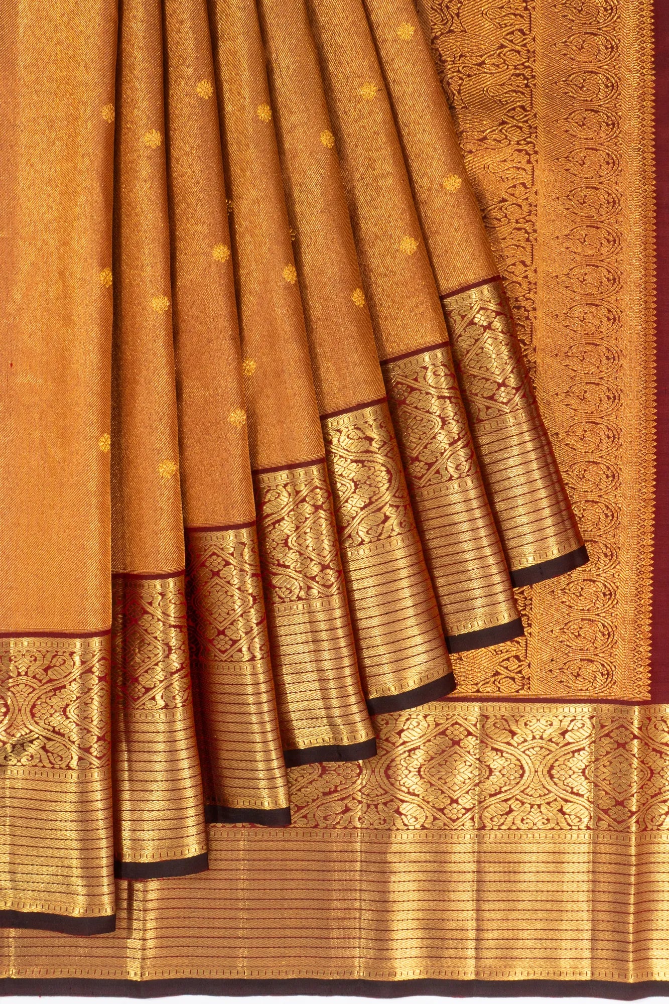 Kanchipuram Silk Tissue Brocade Gold Saree
