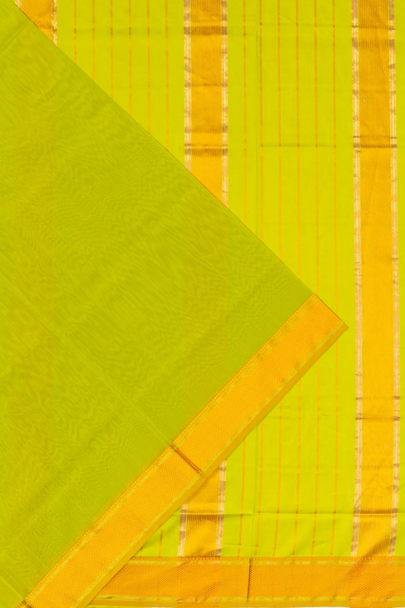 Maheshwari Cotton Plain Parrot Green Saree