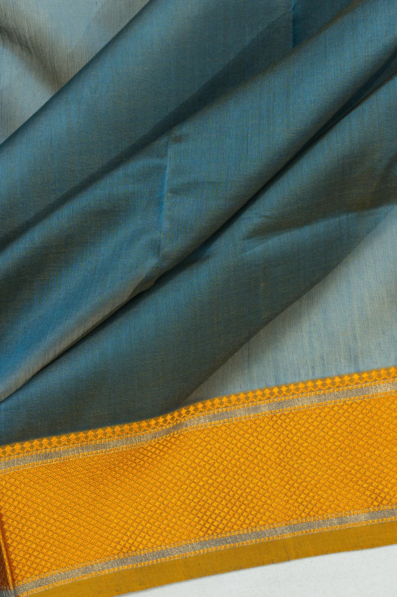 Maheshwari Cotton Plain Blue Saree