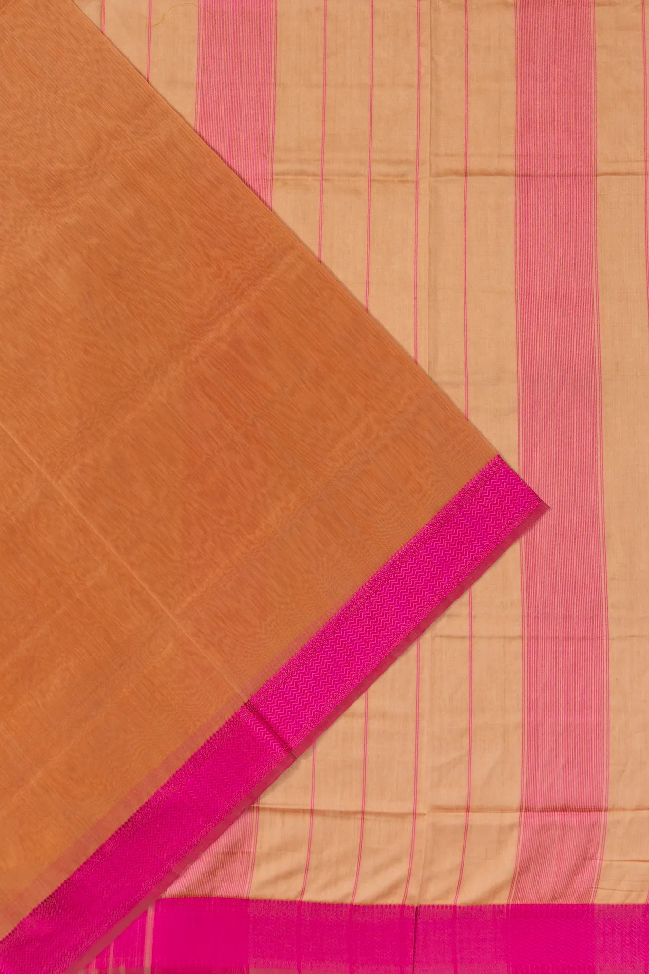 Maheshwari Cotton Plain Pastel Orange Saree