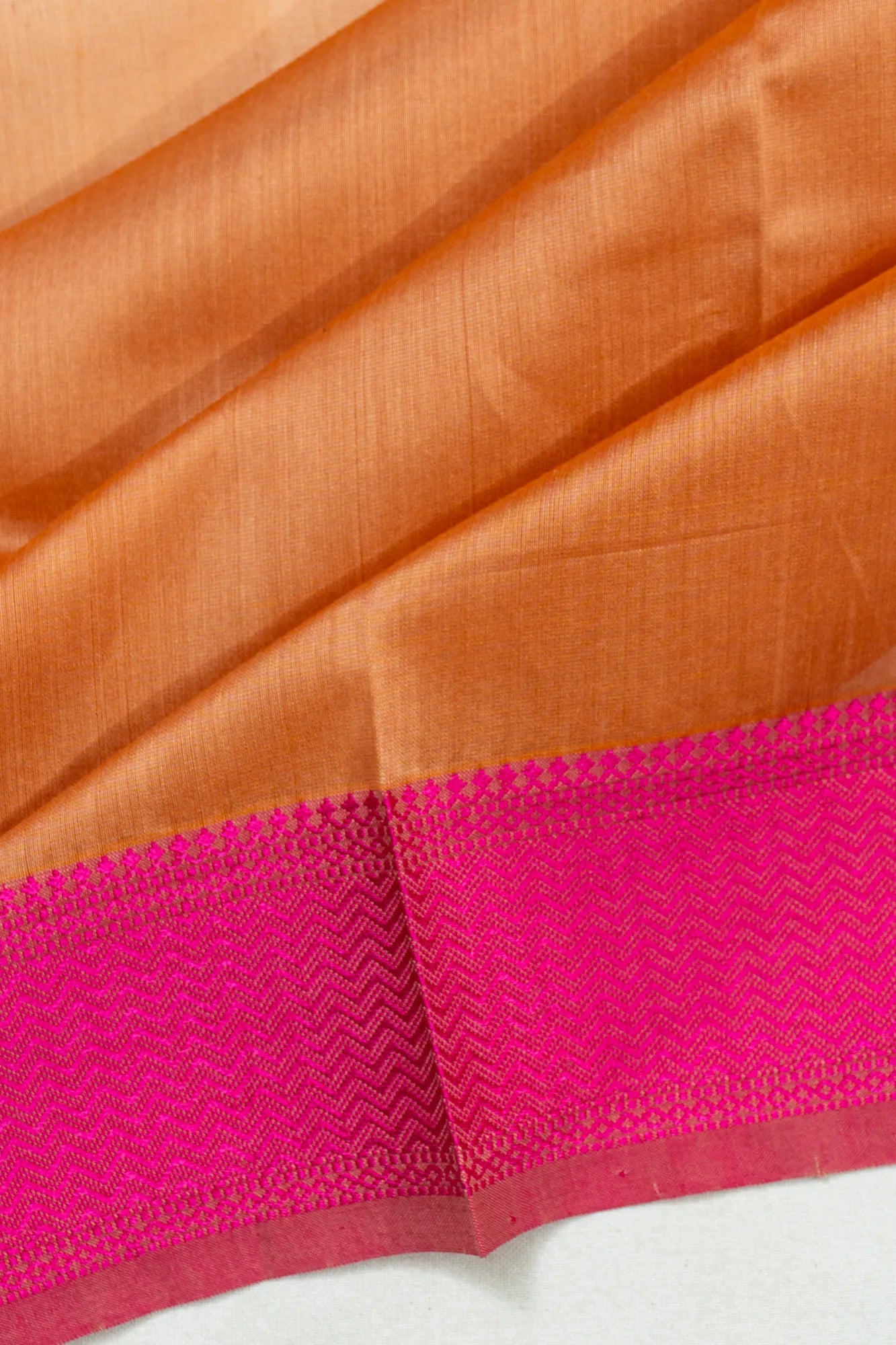 Maheshwari Cotton Plain Pastel Orange Saree
