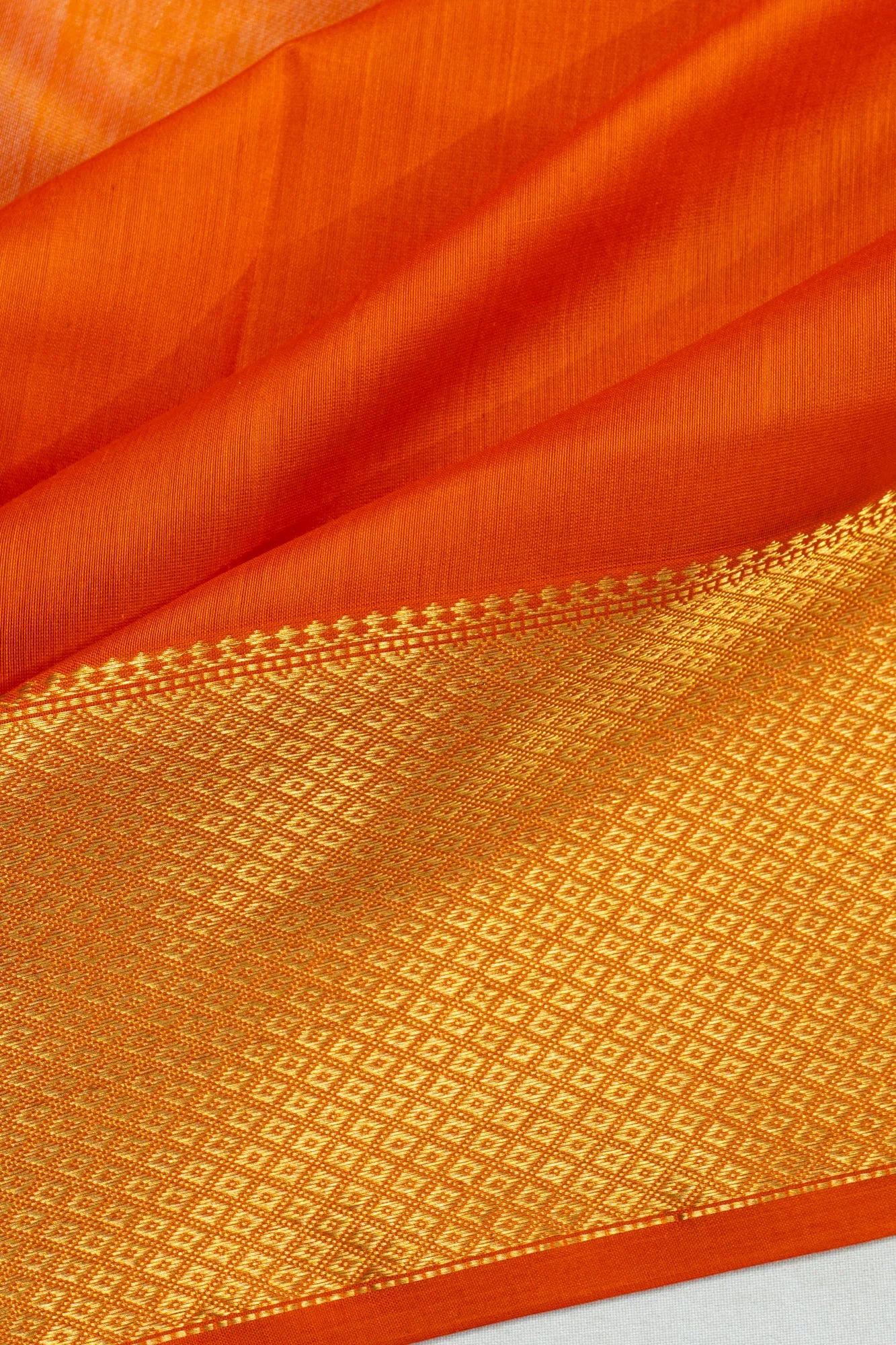 Maheshwari Cotton Plain Orange Saree