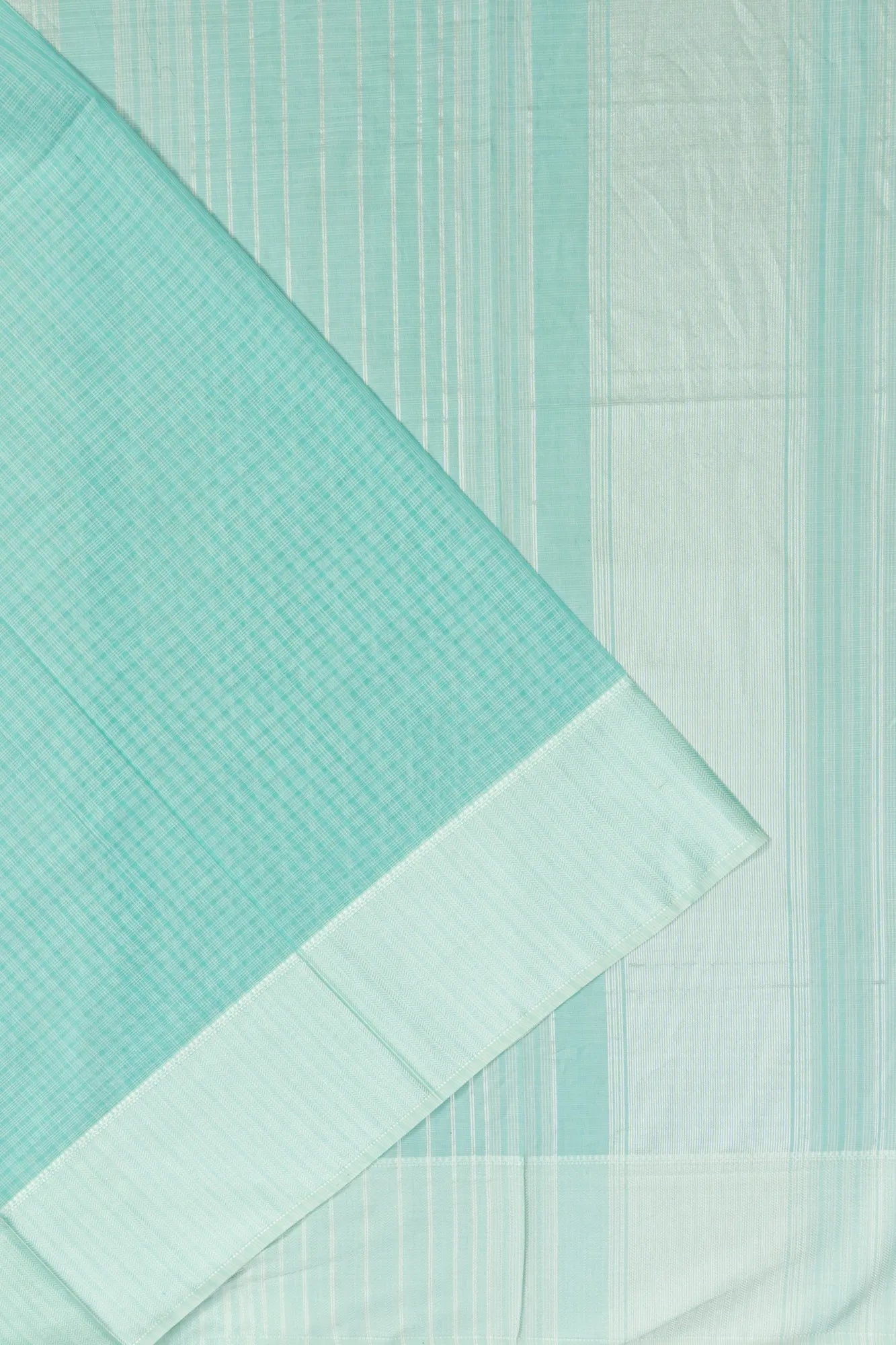 Maheshwari Cotton Checks Sky Blue Saree