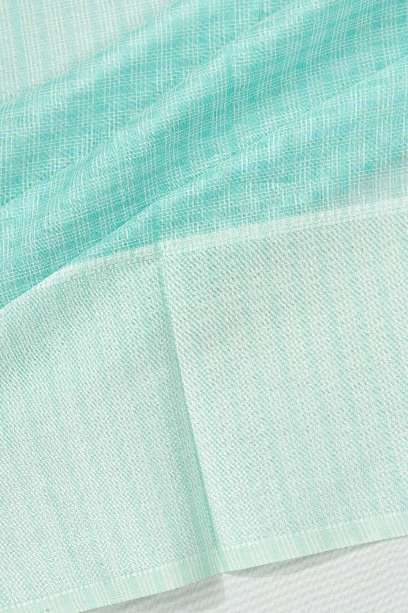 Maheshwari Cotton Checks Sky Blue Saree