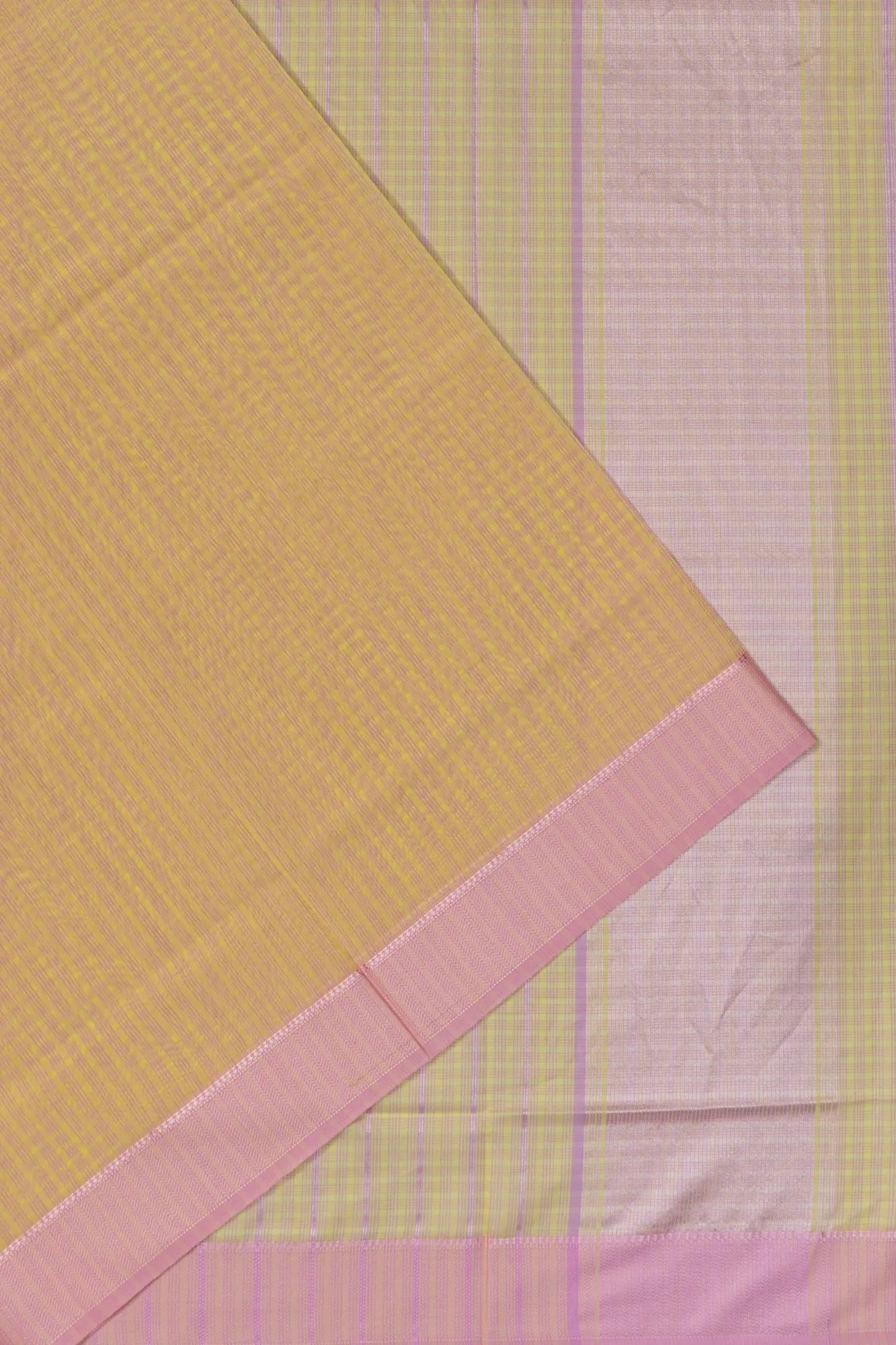 Maheshwari Cotton Checks Yellow Saree