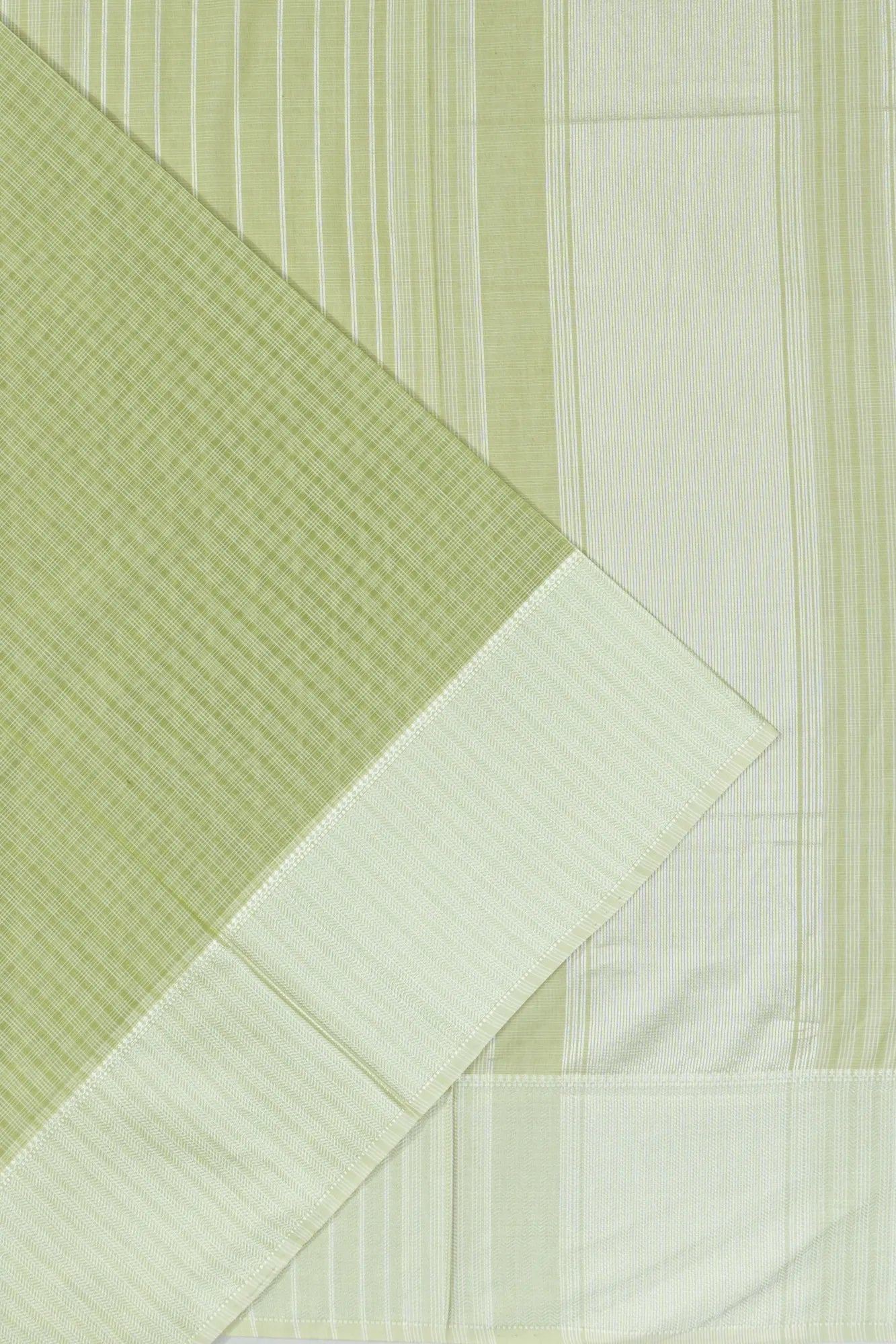 Maheshwari Cotton Checks Green Saree